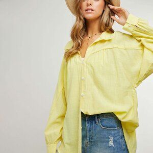 Yellow Button Down Long Sleeve Blouse Davi & Dani